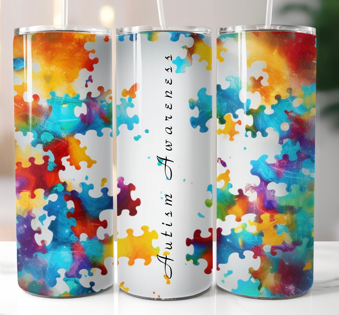 Splatter Autism Awareness Tumbler